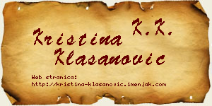 Kristina Klasanović vizit kartica